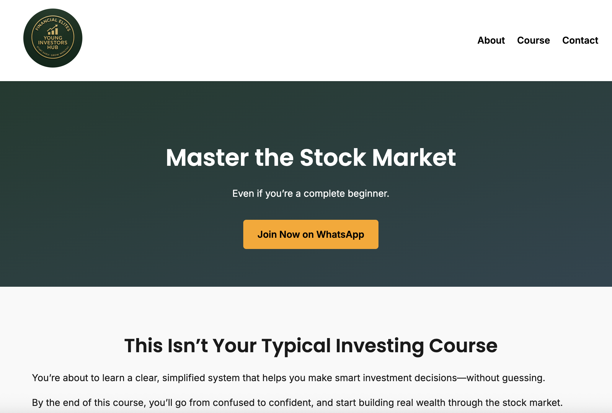 Stock Market Simplified Landing Page Screenshot