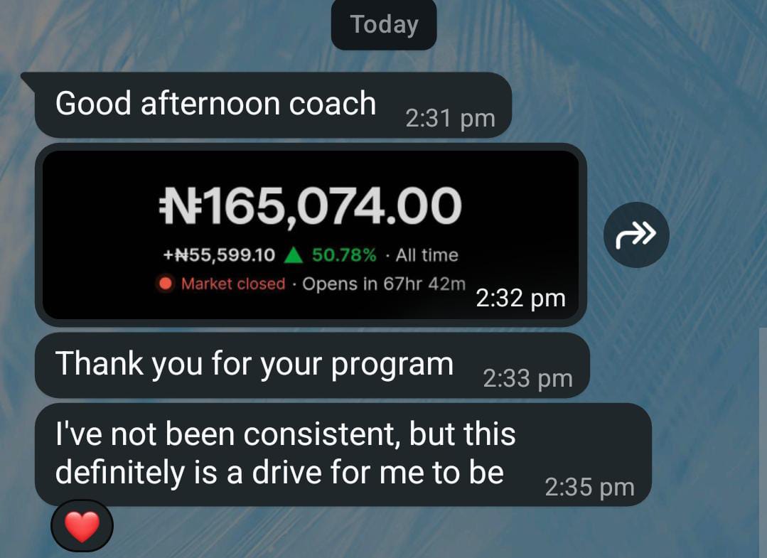 Student testimonial showing portfolio growth and renewed motivation