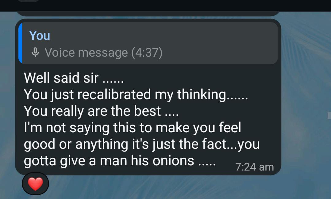 Student feedback saying the coaching recalibrated their thinking