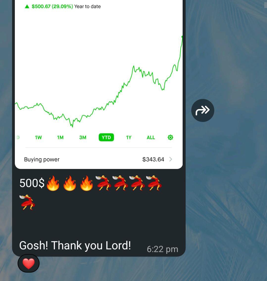 Student result screenshot showing year-to-date growth
